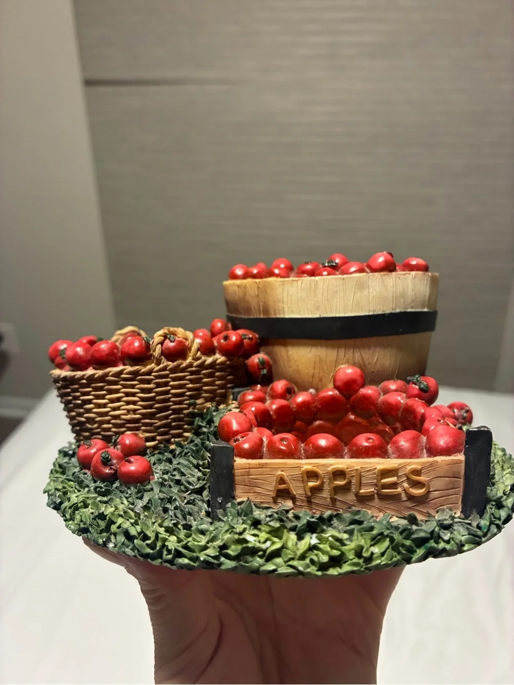 Decorative Red Apple Harvest Figurine - Tea light candle Holder